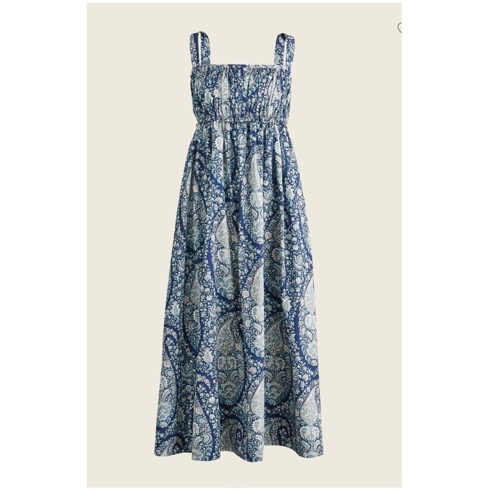 J.CREW Womens Paisley Poplin Cotton Long A-Line Dress Sz 4 Boho Prairie Cottage - Picture 2 of 12